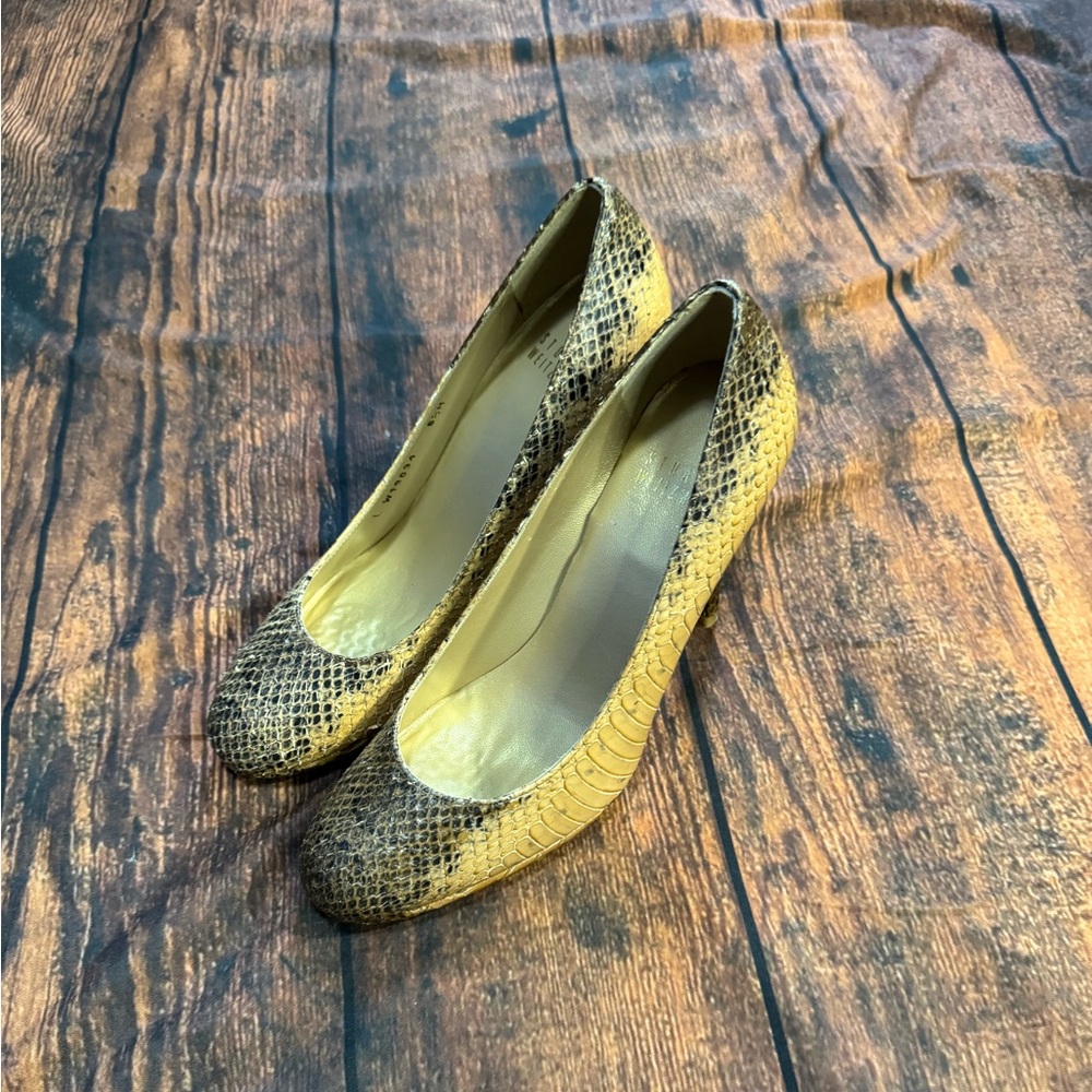 Stuart Weitzman Python Platform Heels In Tan 6.5 - image 2